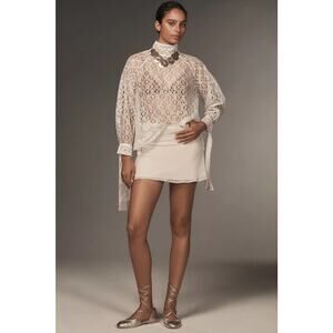 Anthropologie NWT Forever That Girl White Billowy Lace Blouse Size Large